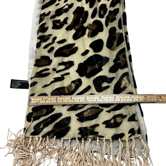 Jones New York Leopard Print Scarf With Fringe 60"x7" Rayon Blend For Women - Picture 9 of 9